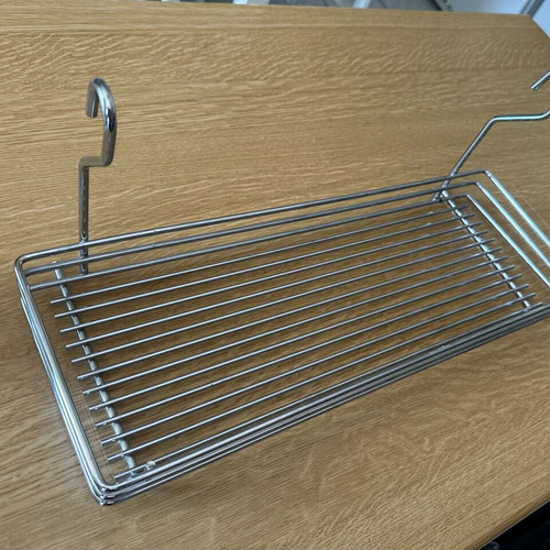 Metal Hanging Storage Basket like new, multipurpose chrome