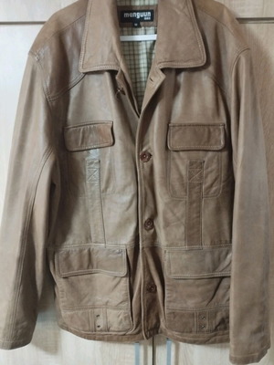 Men's leather jacket XL used, dark beige