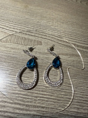 Drop-shaped earrings with stones like new, blue and silver