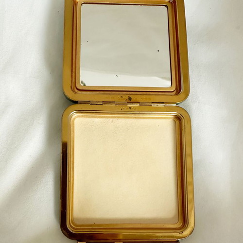 Vintage Lin Bren Wallet and Compact Powder 1940s Leather Art Deco used