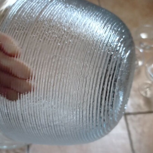 Set of 2 glass salad bowls with 5 champagne glasses