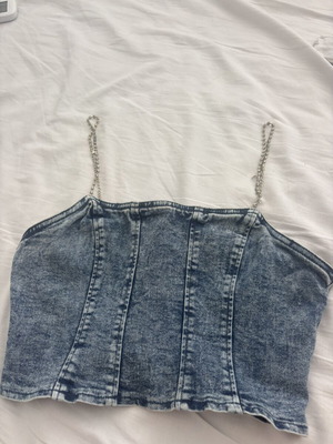Denim corset top with zipper like new, size S, blue