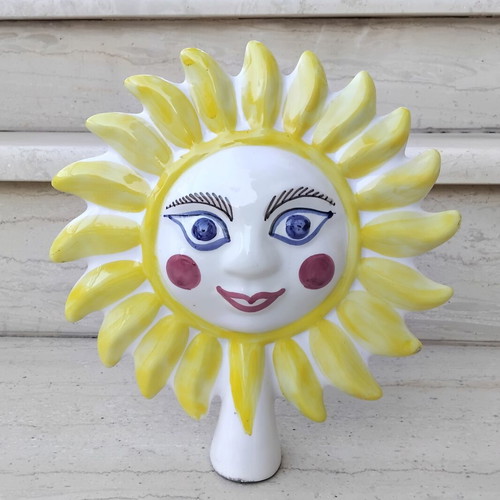 Vintage ceramic double-sided garden sun decoration, like new
