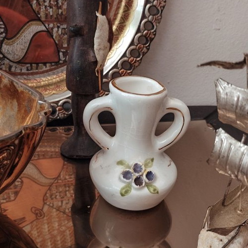 Ceramic amphora vase used with crackle finish, vintage