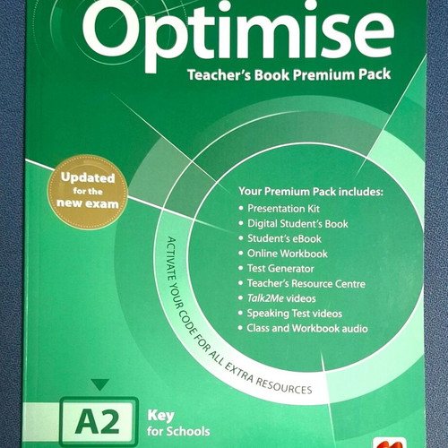 Optimise A2 Key for Schools Teacher's Book like new, updated for new exam