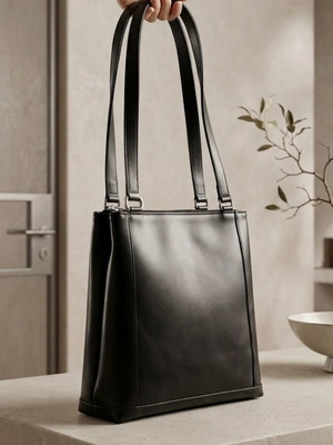 JK Leather 2-in-1 black leather bag, shoulder and backpack