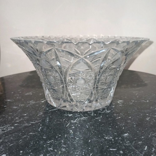 Crystal vase bowl vintage used, 25 cm diameter