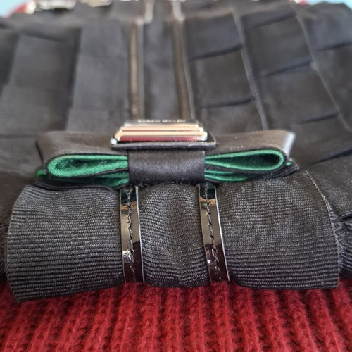 Karen Millen Black and Green Handheld Clutch Bag like new