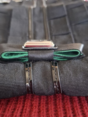 Karen Millen Black and Green Handheld Clutch Bag like new