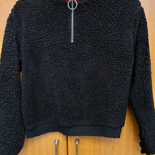 Black boucle sweater small with zipper like new