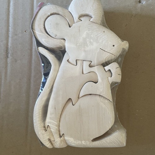3D Wooden Puzzle Mouse new for assembling and coloring