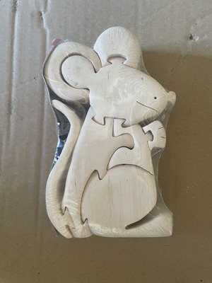 3D Wooden Puzzle Mouse new for assembling and coloring
