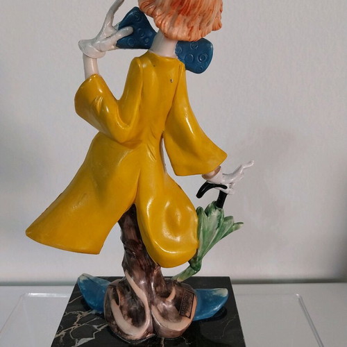 Vintage Simonelli Depose Italy Lady Clown on Carrara Marble