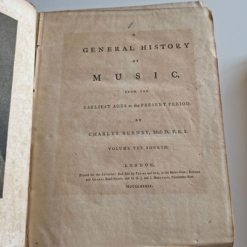 Charles Burney A General History of Music 4-Volume Set used, 1st Edition