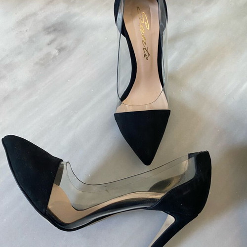 Sante suede pumps with transparency, 10 cm heel, like new