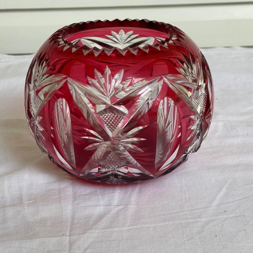 Saint-Louis crystal vase used, red antique