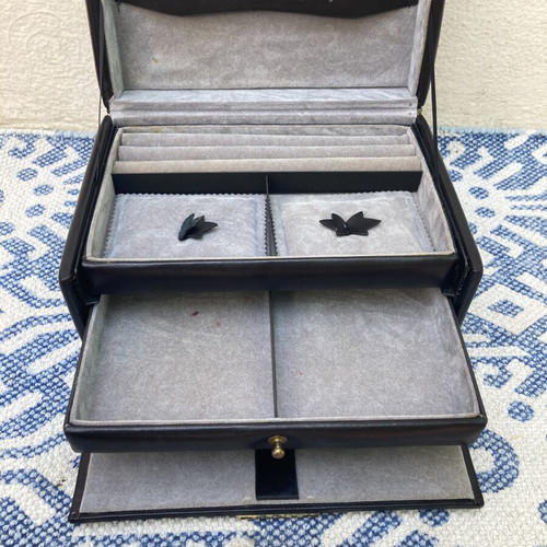 Vintage jewelry box suitcase, black