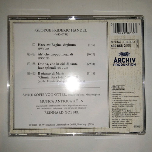 G.F. Händel Marian Cantatas & Arias CD used, classical