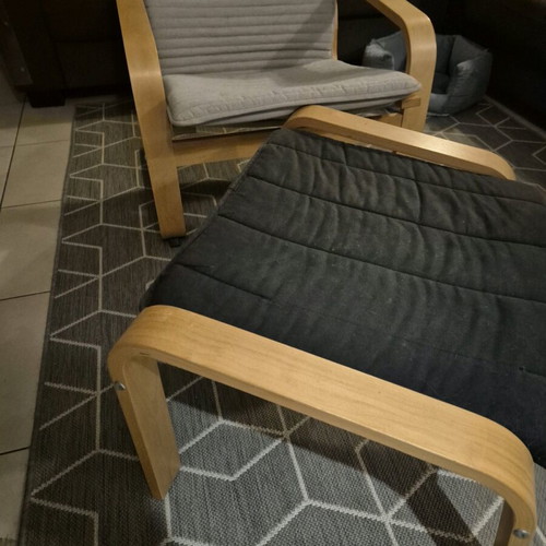 IKEA POÄNG armchair with footstool used