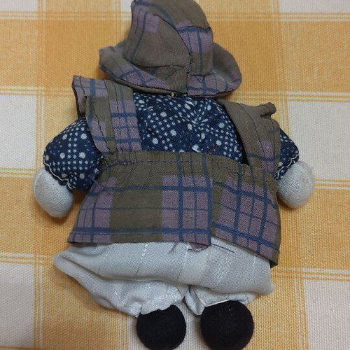 Collectible handmade fabric doll 14 cm, like new