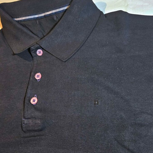 Men's black striped T-shirt, size L, cotton