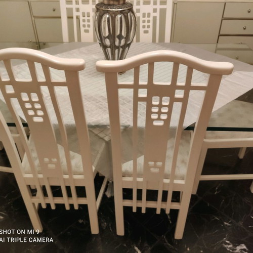 Marble dining set with glass and used coffee table