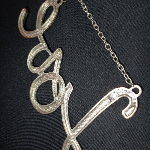 Silver y2k necklace with Love letters like new