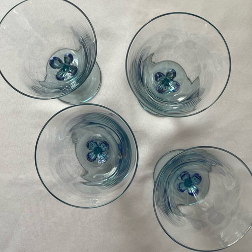 Vintage Arc France Reflet Marine Glasses set of 4 used