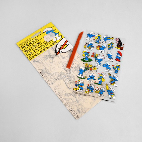 Smurfs Peyo 1983 Rub-Down Transfers Set like new with scraper