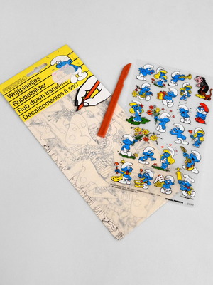 Smurfs Peyo 1983 Rub-Down Transfers Set like new with scraper