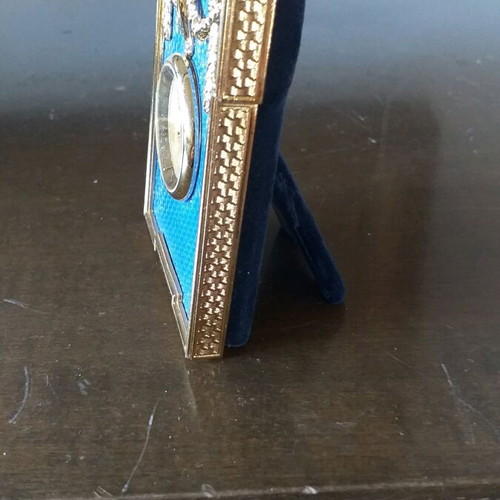 Table clock used Faberge style Kidney & Co London