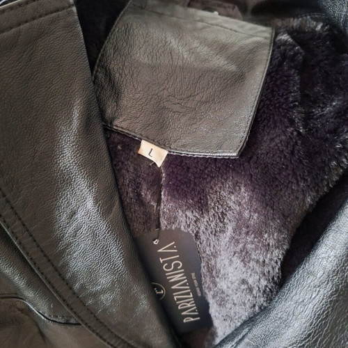 Women's black faux leather jacket with fur lining new
