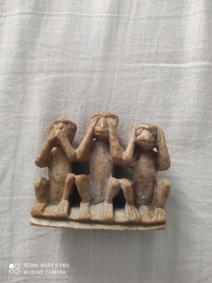 Vintage soapstone decoration The Three Wise Monkeys