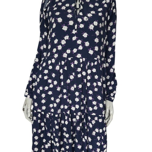 J. Crew Tie Neck Tiered Midi Dress like new, size S, blue