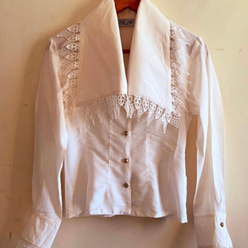 ZIC ZAC women's lace cotton shirt one size like new, white