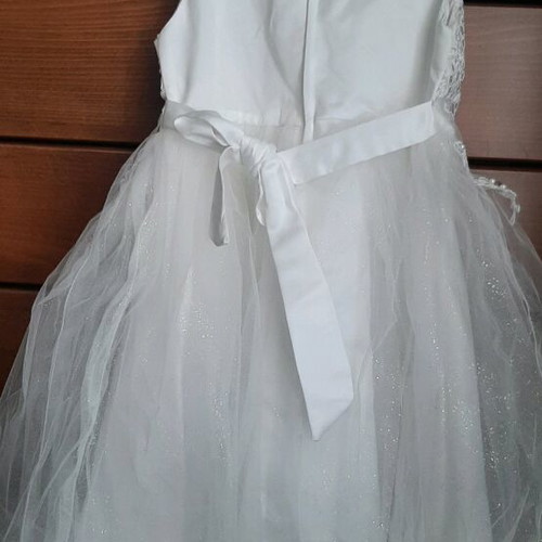Flower girl dress new white with tulle, pearls and strass for 12 years old