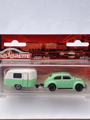 Majorette Volkswagen Beetle и ремарке Eriba Puck 1:64 метална кола