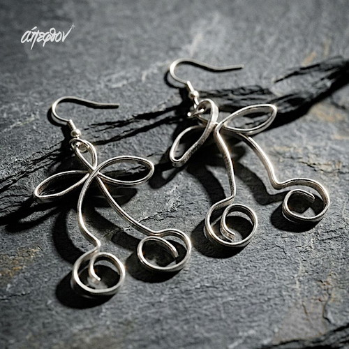 Cerasus Argentea Earrings new, large boho statement silver by Άπεφθον
