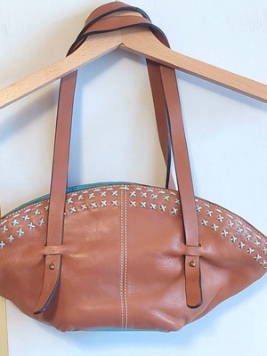 Rocco Barocco summer shoulder bag, vintage, authentic, blue and brown