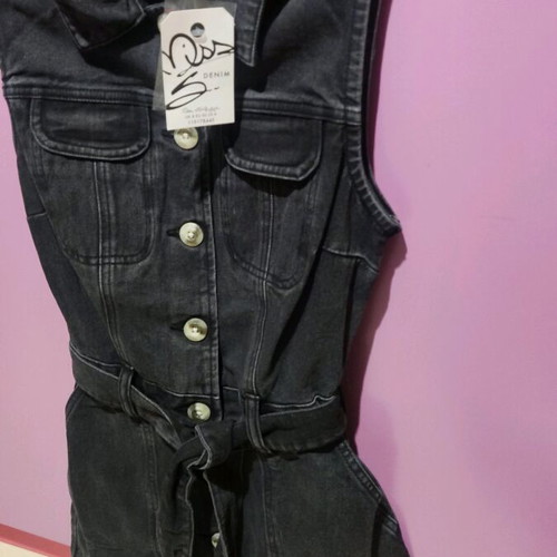 Miss Selfridge Denim Sleeveless Dress New, Black, Size S