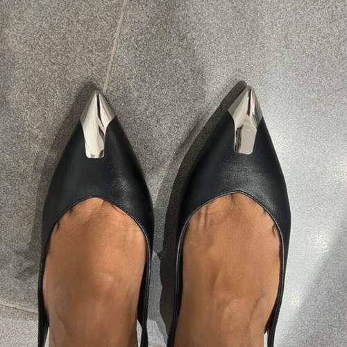 Karl Lagerfeld ballerinas like new, leather, black-silver, size 36