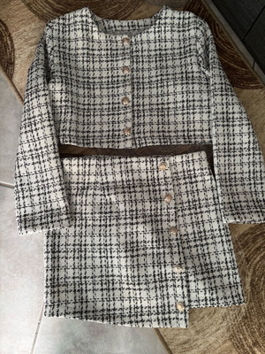 Jacket and skirt set like new, black and white