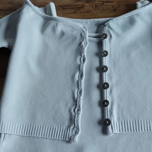 Top and cardigan set like new, gray and turquoise