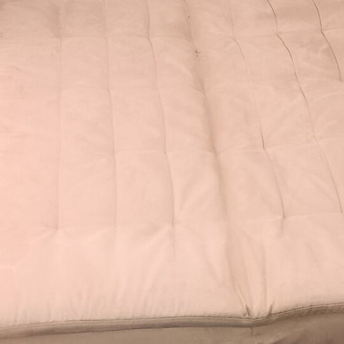 Sofa bed beige microfiber click-clack used, bed size 1.90×1.15 m