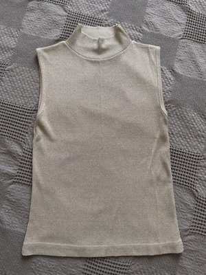 Sleeveless vest with gold knit, beige, size S