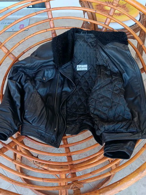 Leather jacket used black XL aviation style