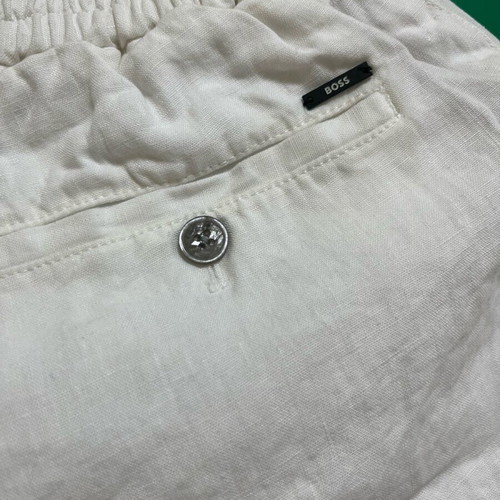 Boss men's pants white 100% linen new slim fit size 48 small