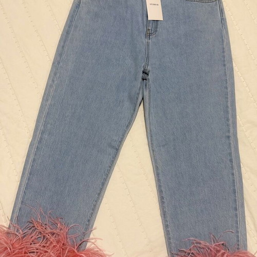 Feathers Jeans Studio 83 new, blue and pink, XL baggy fit