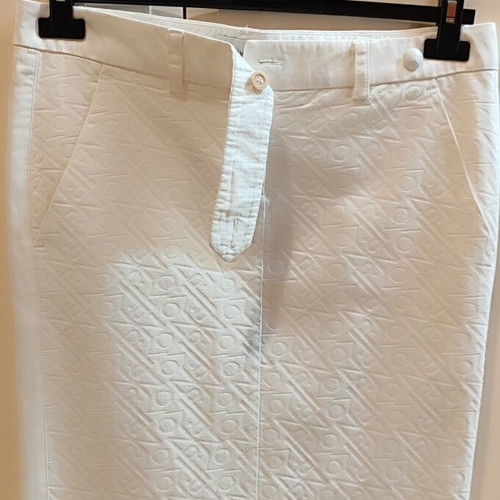 Pinko White Pencil Skirt with Embossed Monogram Like New