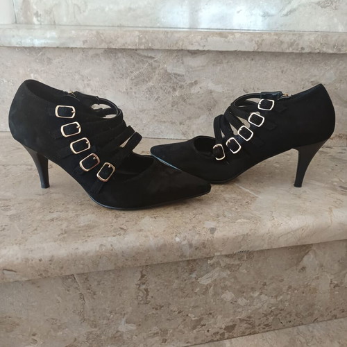 Dexim black pumps size 38 used with adjustable straps and zipper